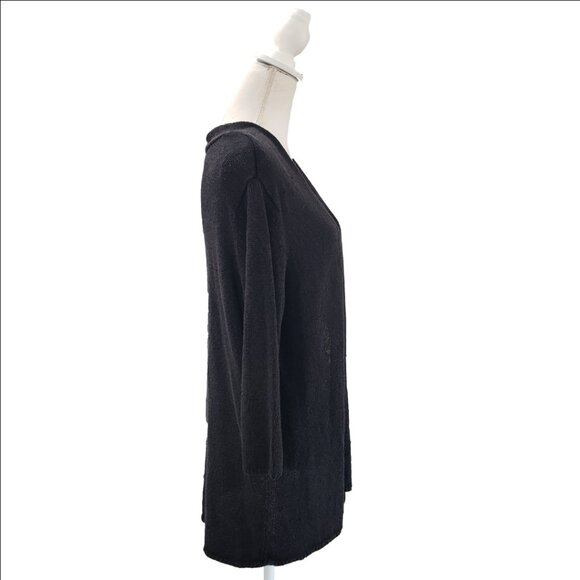 J.Jill Black Linen Blend Open Front Cardigan Size L - Picture 4 of 11